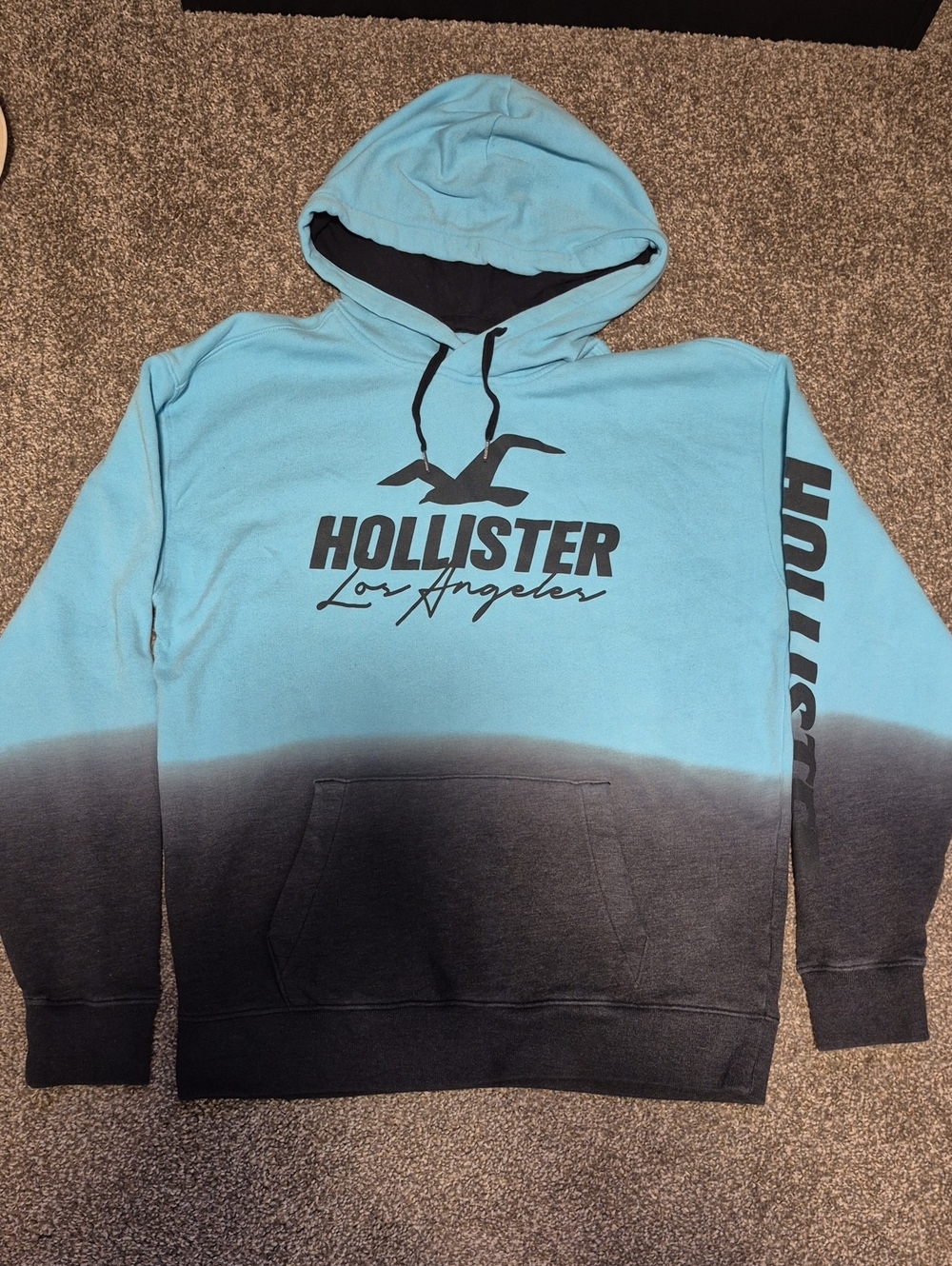 Hollister Teal to Black Ombre Pullover Hoodie